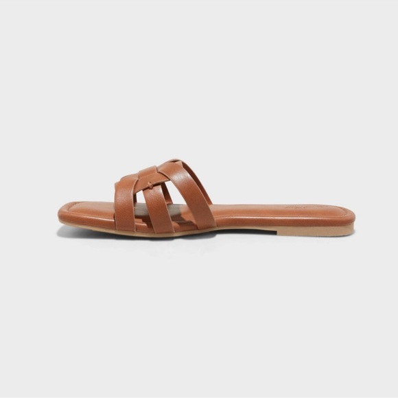NWT Women's Edna Slide Sandals with Memory Foam Insole - Universal Thread Cognac - Picture 2 of 6